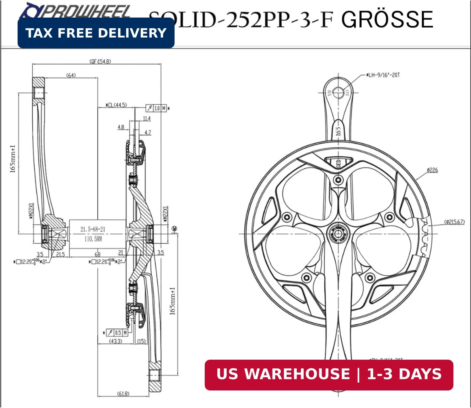 130MM BCD 52T Bike Crankset,165Mm/170Mm/172.5Mm/175Mm Crank Arm Set,Chainwheel a