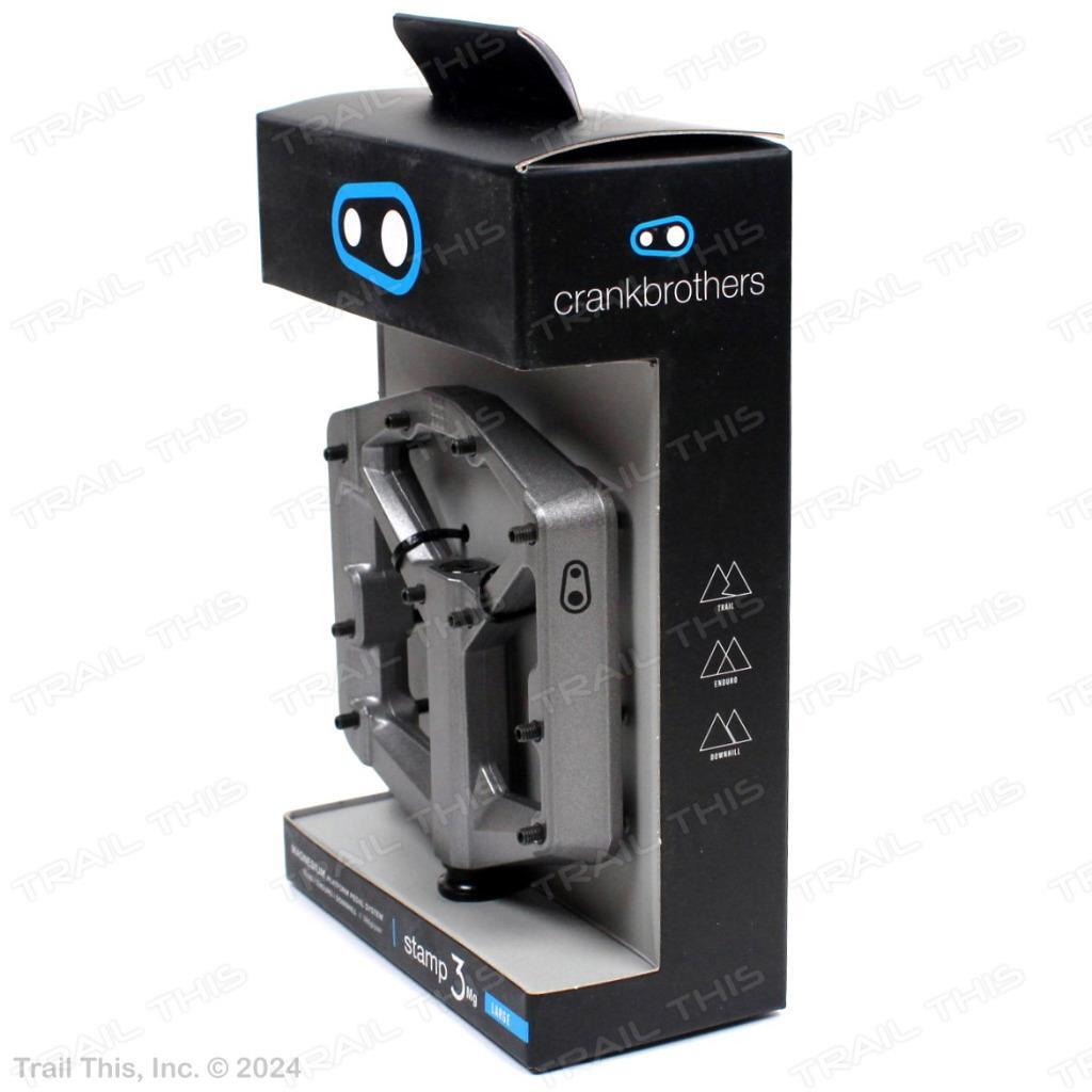 Crank Brothers Stamp 3 Mg Large Charcoal Grey Platform MTB Bike Pedals Magnesium
