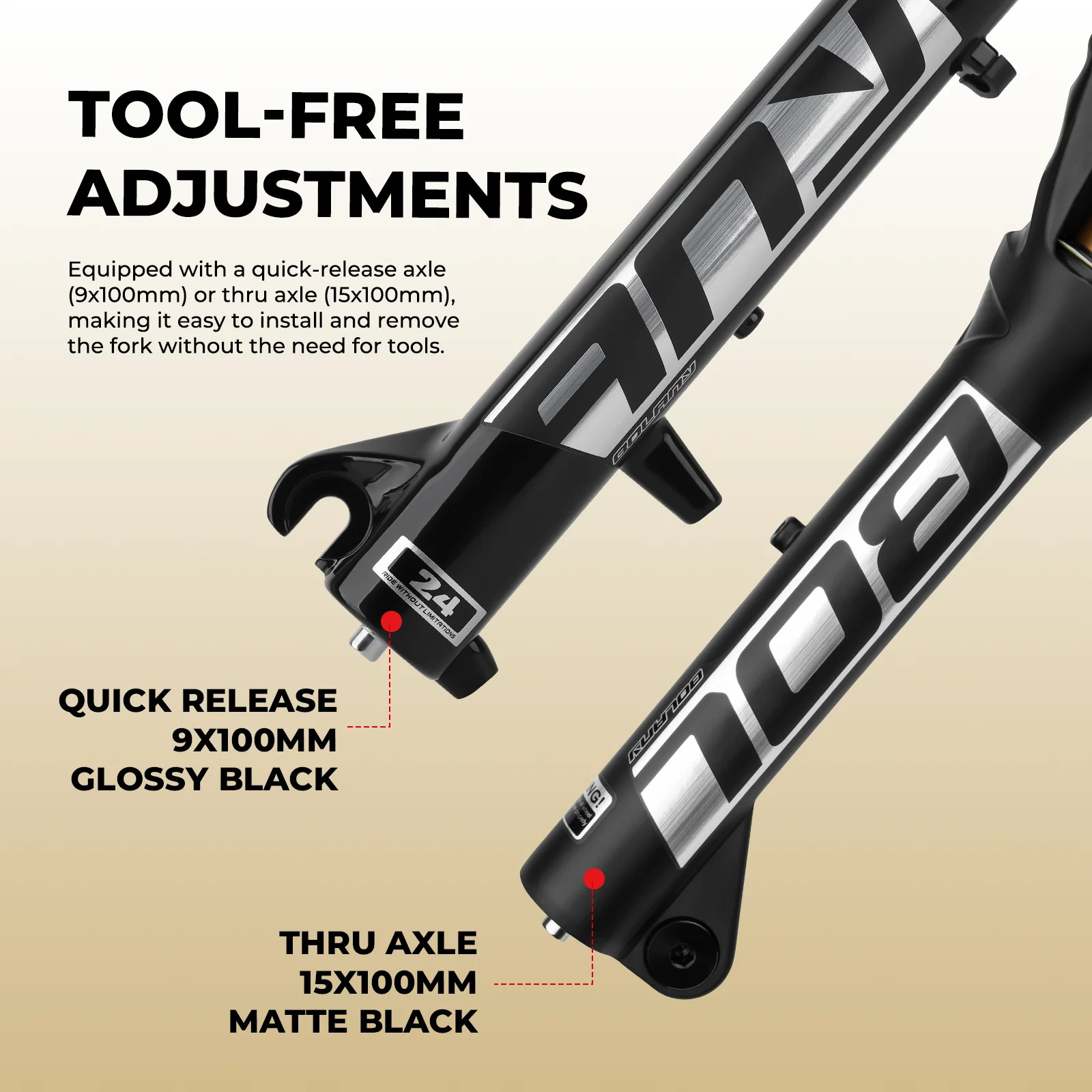 20/24 Inch Bicycle Suspension Air Fork Remote Manual Lockout Fork 100mm Travel