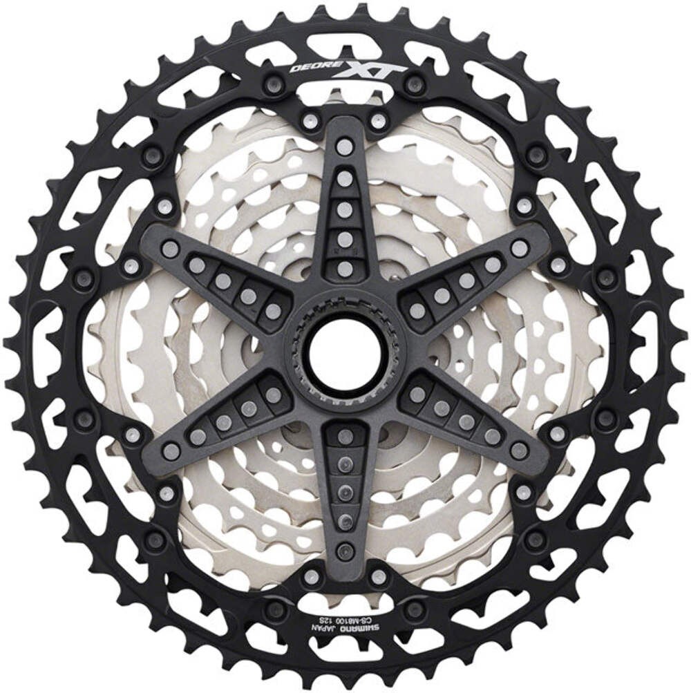 Shimano XT CS-M8100 Cassette – 12-Speed, 10-45t, Silver/Black, Micro Spline