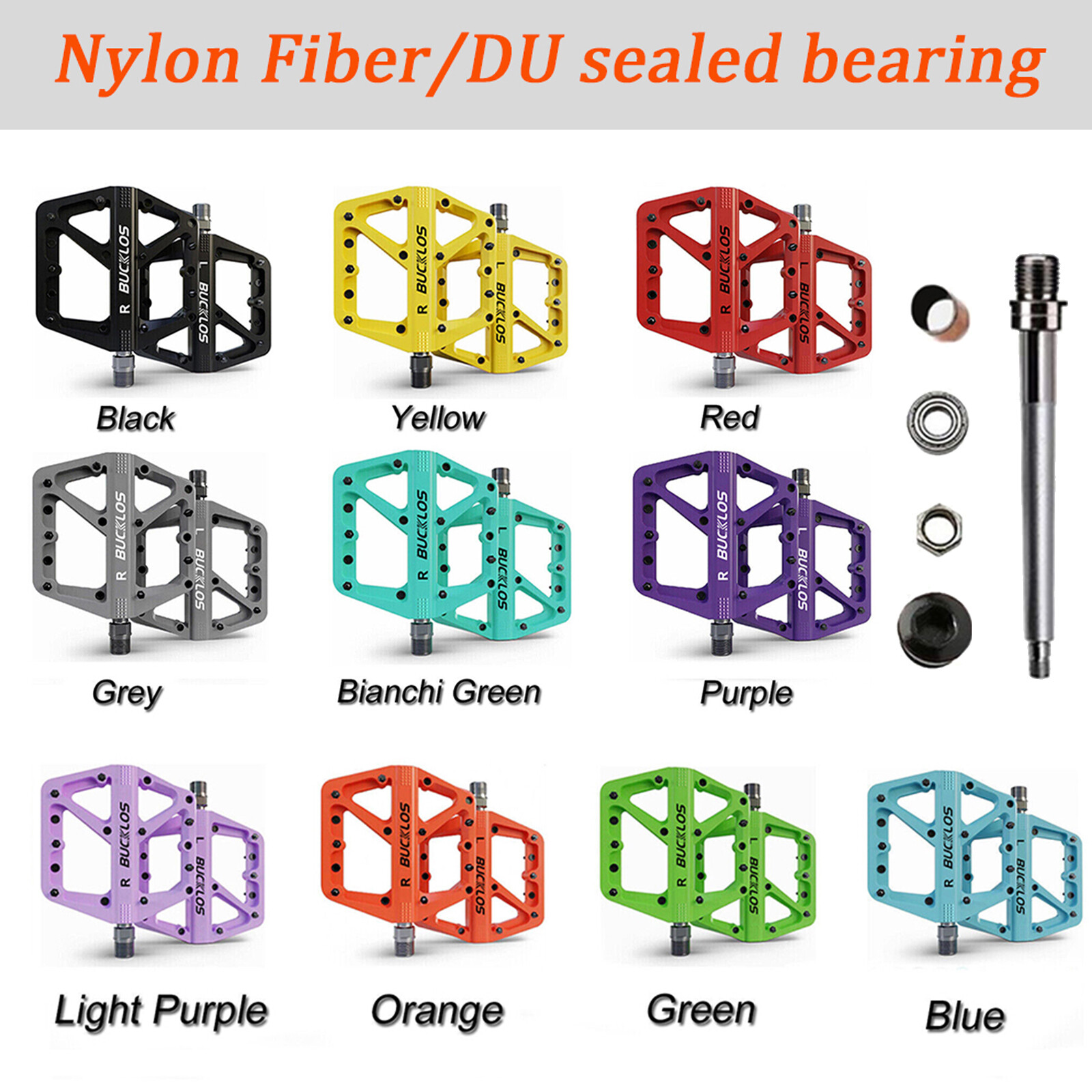 MTB PEDALS BIKE FLAT SEALED BEARING NYLON BICYCLE ROAD PLATFORM WIDEN PEDALS US