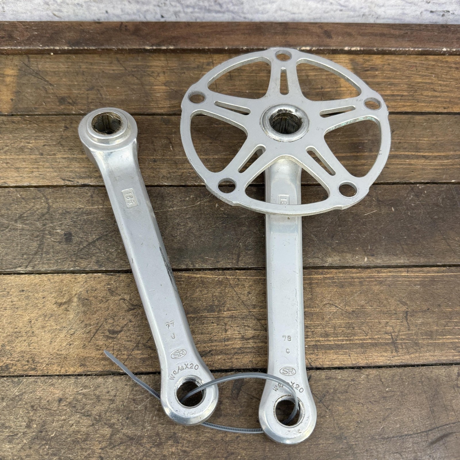 Vintage SR Raleigh Crankset 165mm 118 BCD Alloy Modified Single Square Taper