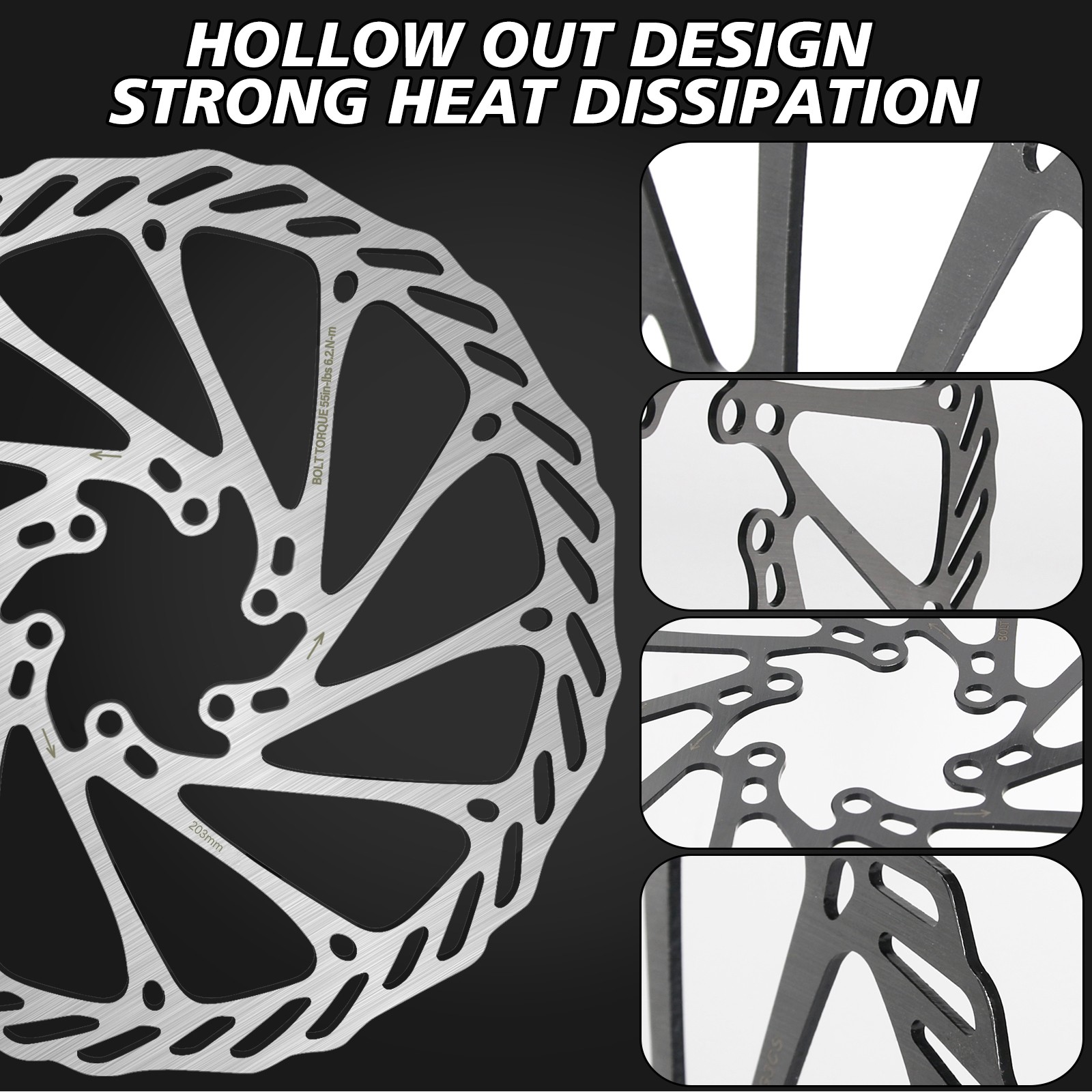 1/2pcs Bike MTB 160mm 180mm 203mm Stainless Rotors Disc Bike Brake Rotor 6 bolts