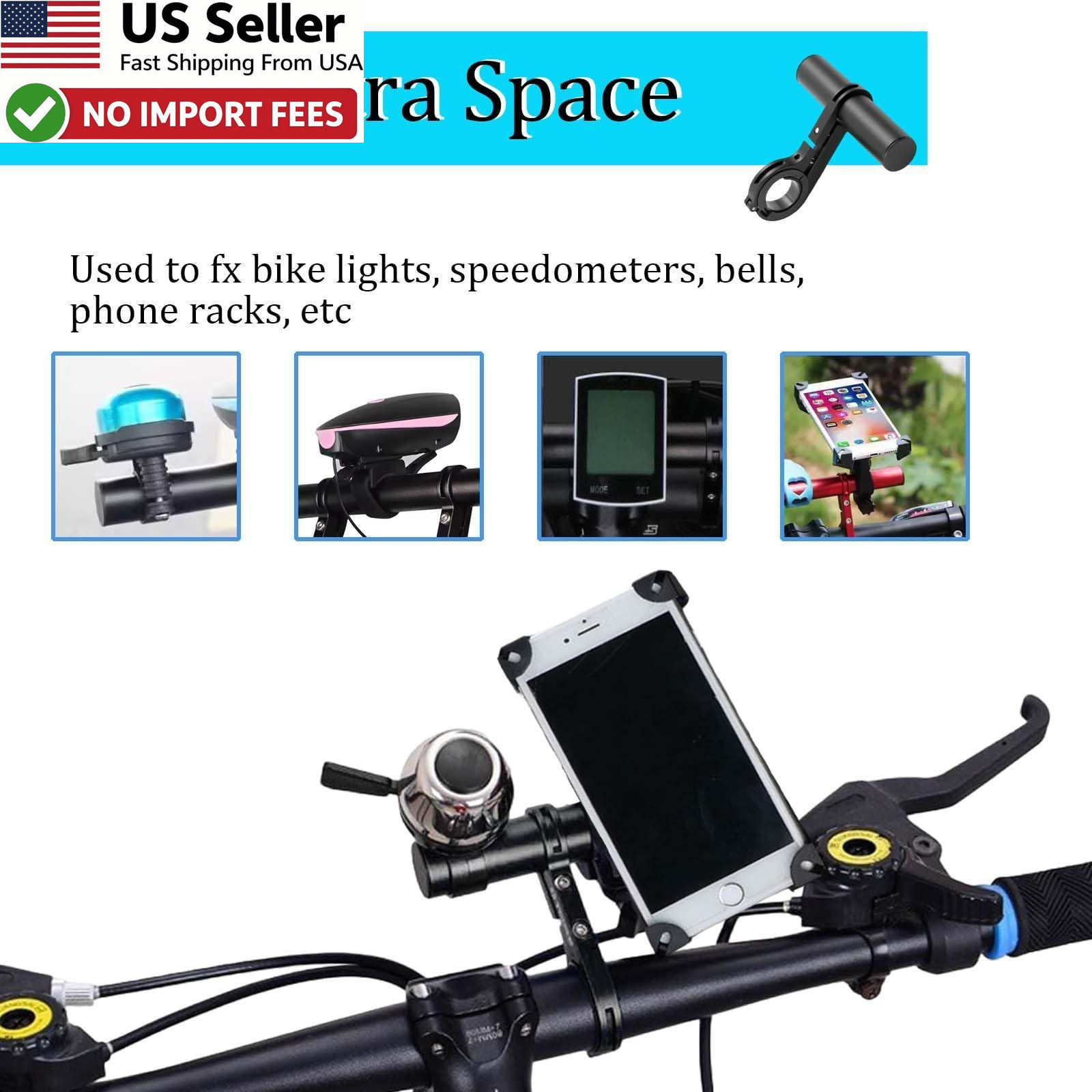 Bicycle Handlebar Extender Aluminum Alloy 11 8 In Bracket Extension Phone GPS