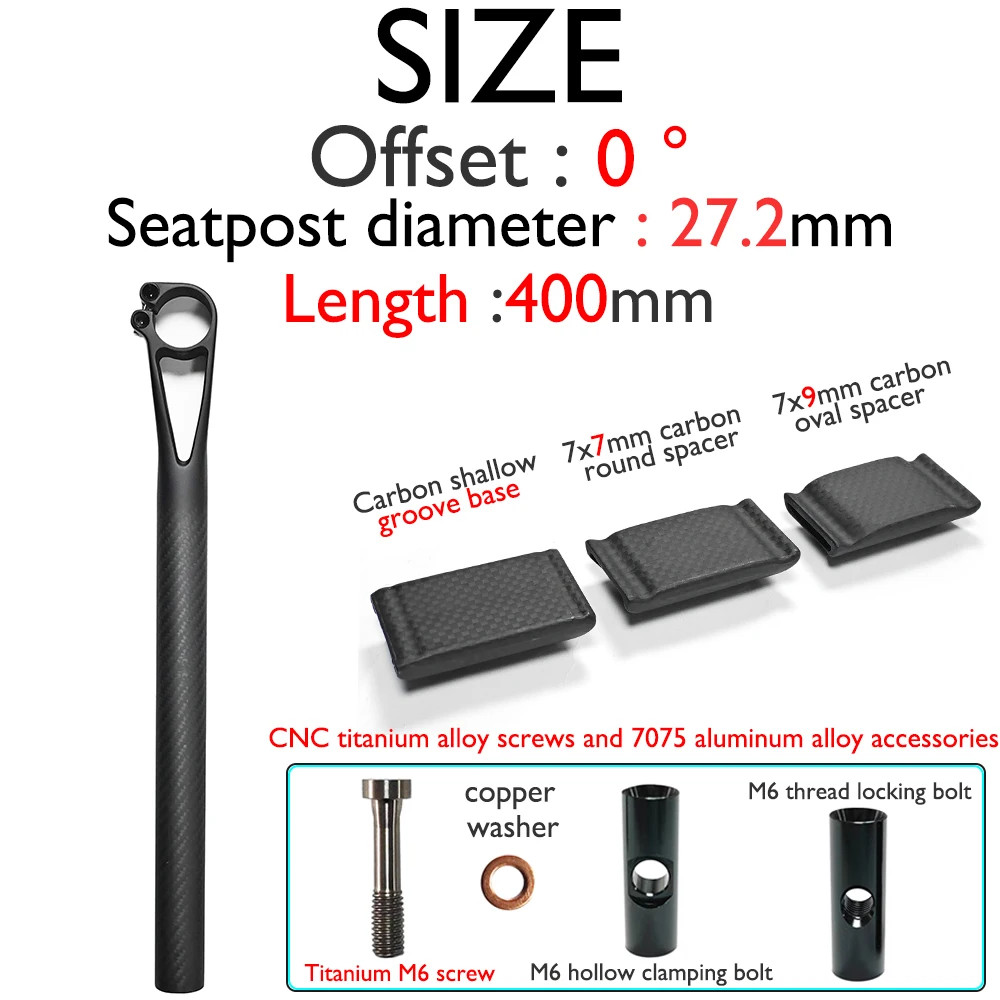 -0°/25° Fully Carbon Hollow Seat Tube Road Gravel Off-road MTB Bicycle Seatposts