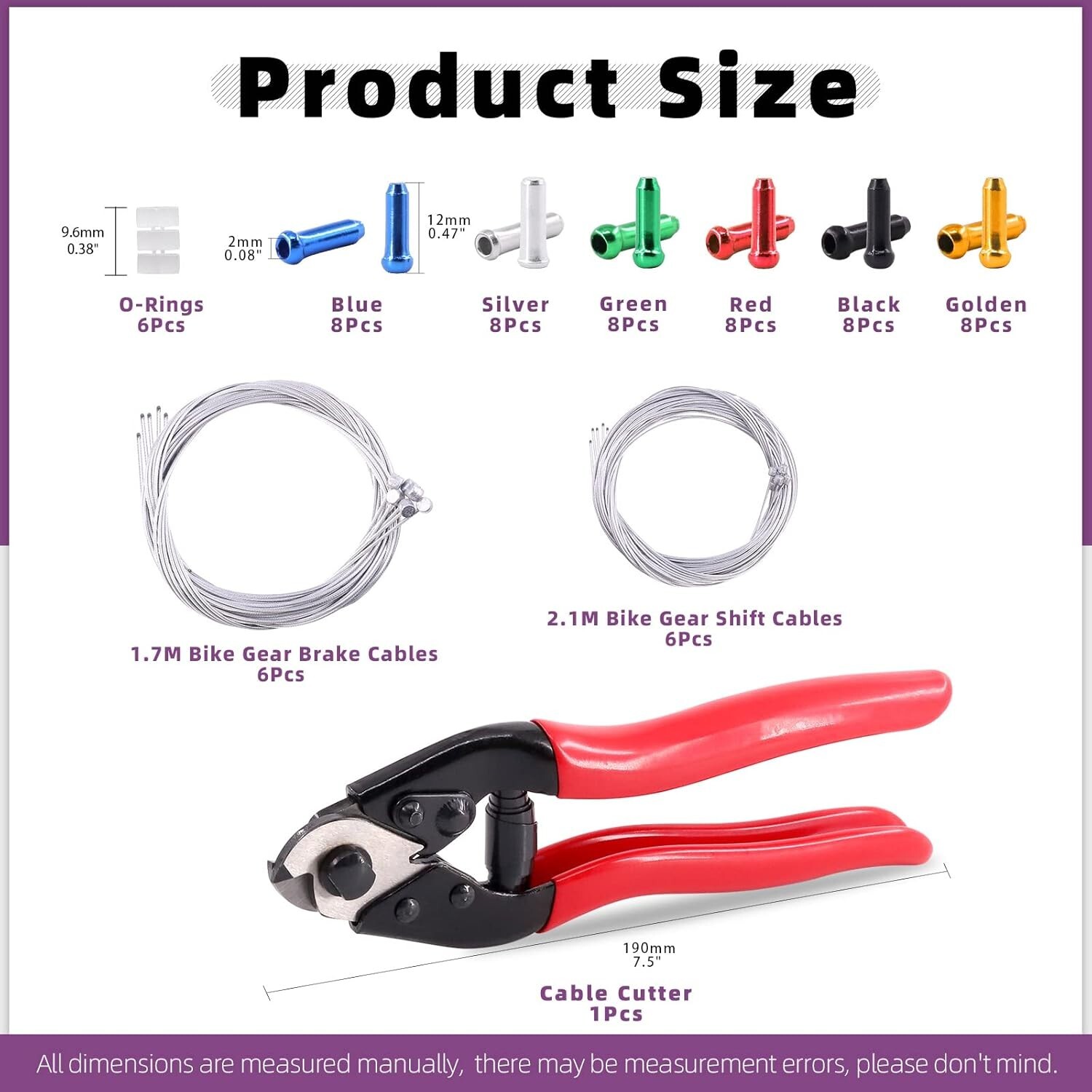 67PCS Stainless Steel Bike Cable Cutter and Brake/Shift Cable Kit with Crimp New