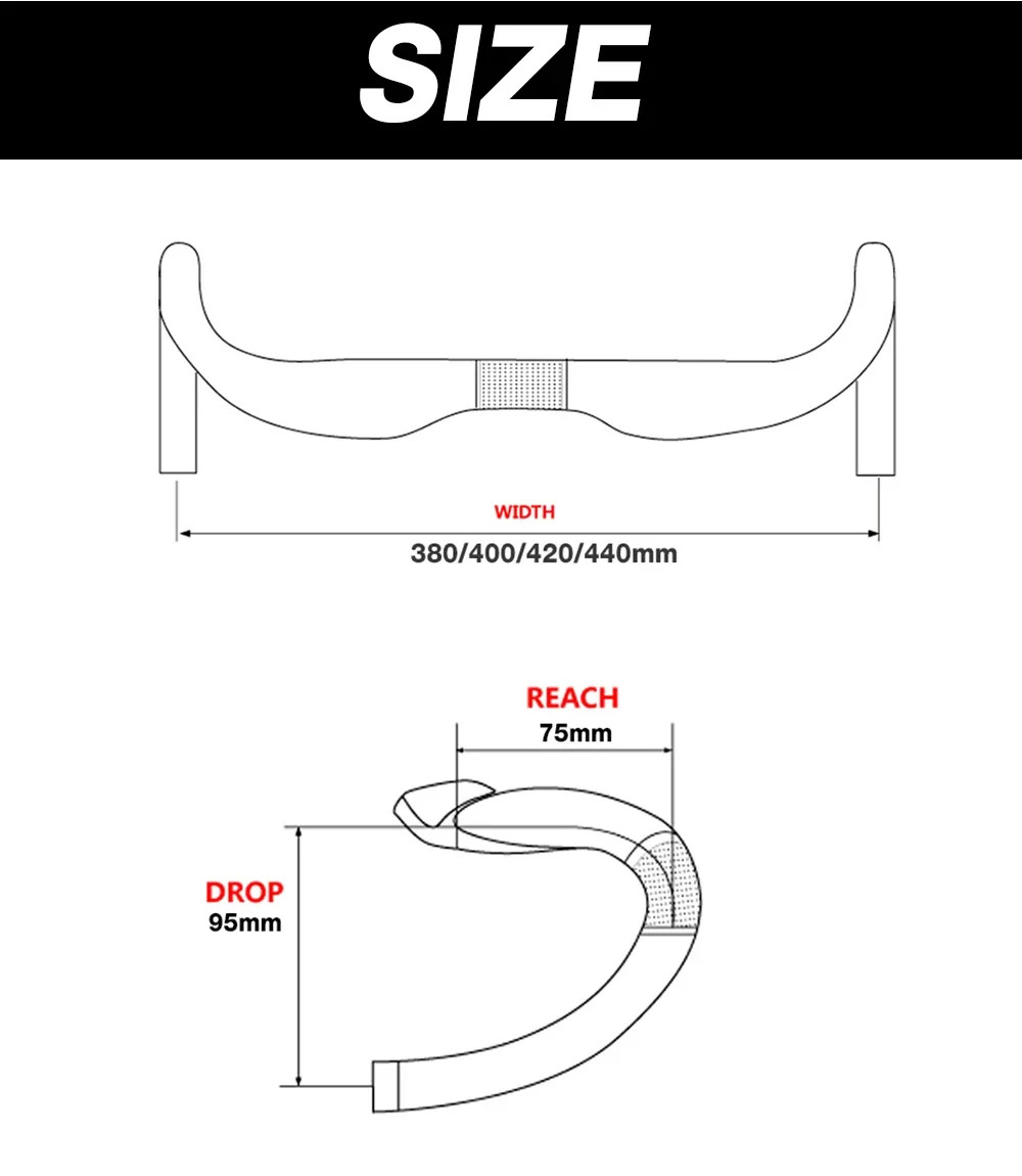Full Carbon Road bike Handlebar Drop Bar Accessories 380mm 400mm 420mm 440mm