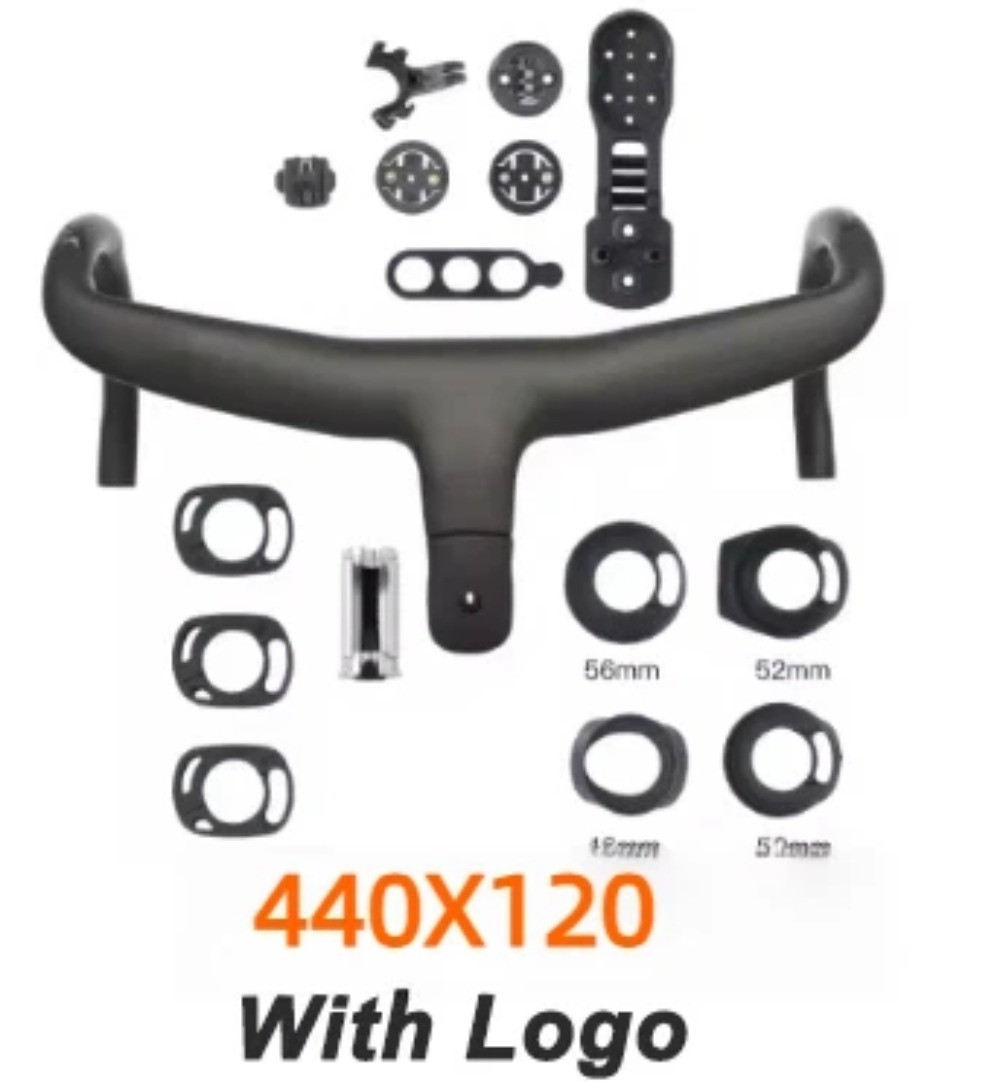 Carbon Fiber Road Bike Integrated Handlebar 400mm 420mm 440mm Computer Mount