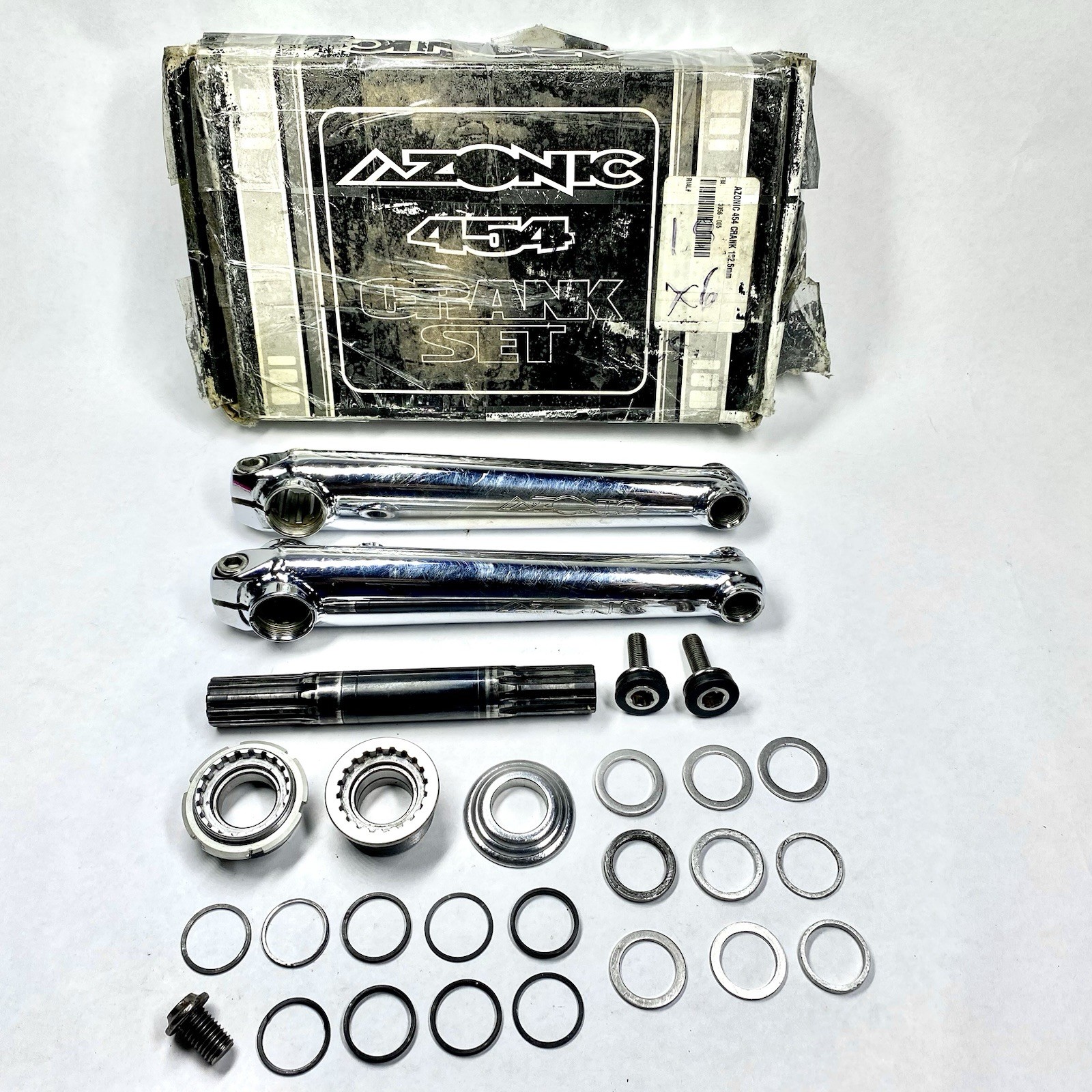 Vintage Azonic 454 180mm Chromoly Cranks Chrome Sealed Bottom Bracket BMX MTB