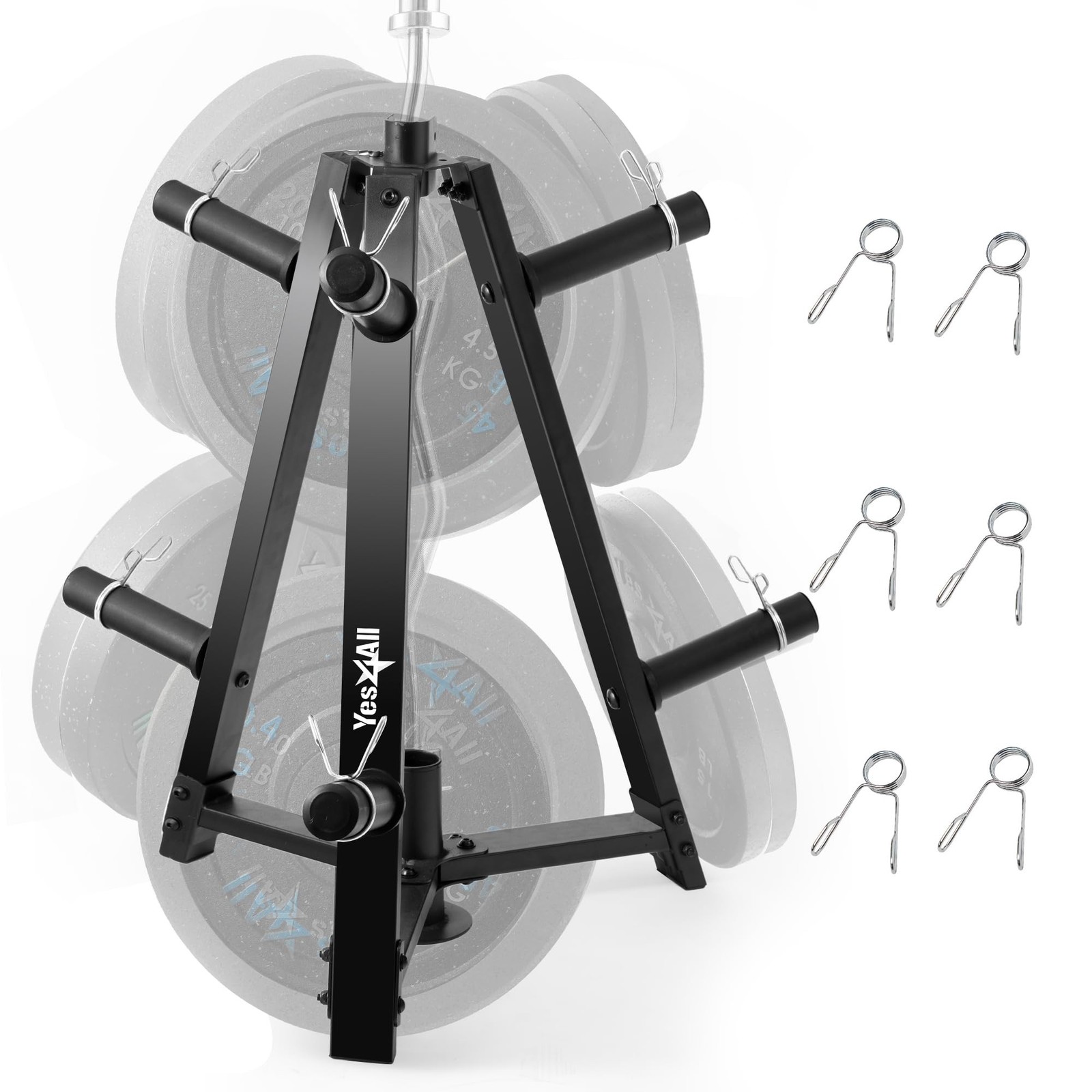 Yes4All 6 Pegs & 4 Barbell Storage Racks Load Up to 1190 LBS – Wall Mounted W…