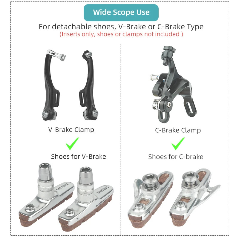 Carbon Rim Brake Pads Cork Compound Road Bike Caliper Braking Inserts for Carbon