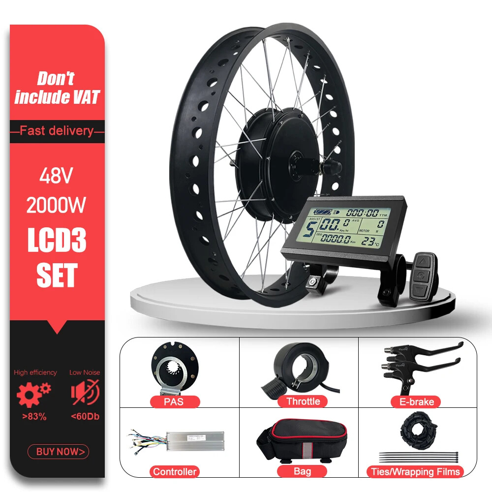 48V 2000W 4.0Tyre Hub Motor Wheel Dropout 190mm for Snow E-bike Conversion Kit