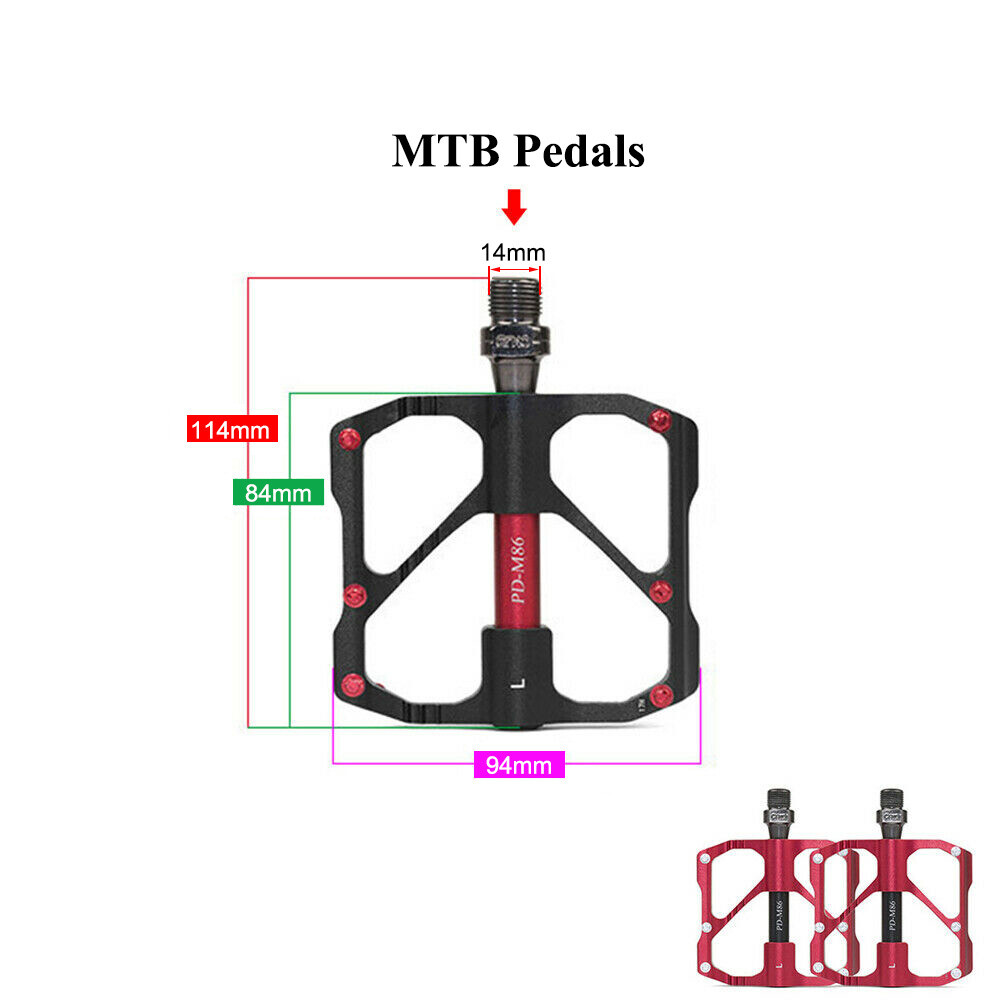 3 Bearings Flat/Platform Pedals Mountain Bike 9/16″ Fit Shimano/Rockbros MTB DH
