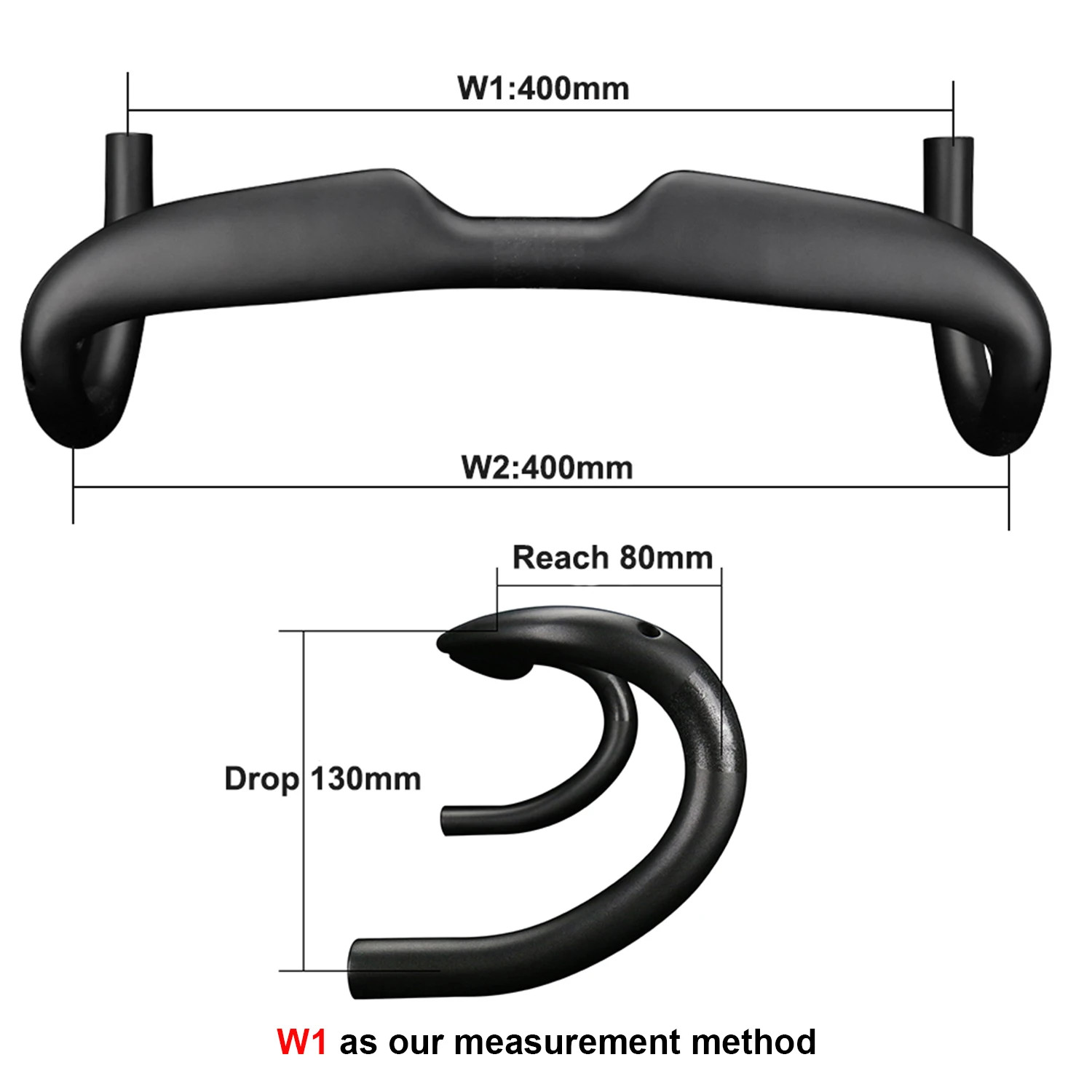 Road Bike Cycling 3K Glossy Internal Routing Carbon Handlebar 400/420/440mm