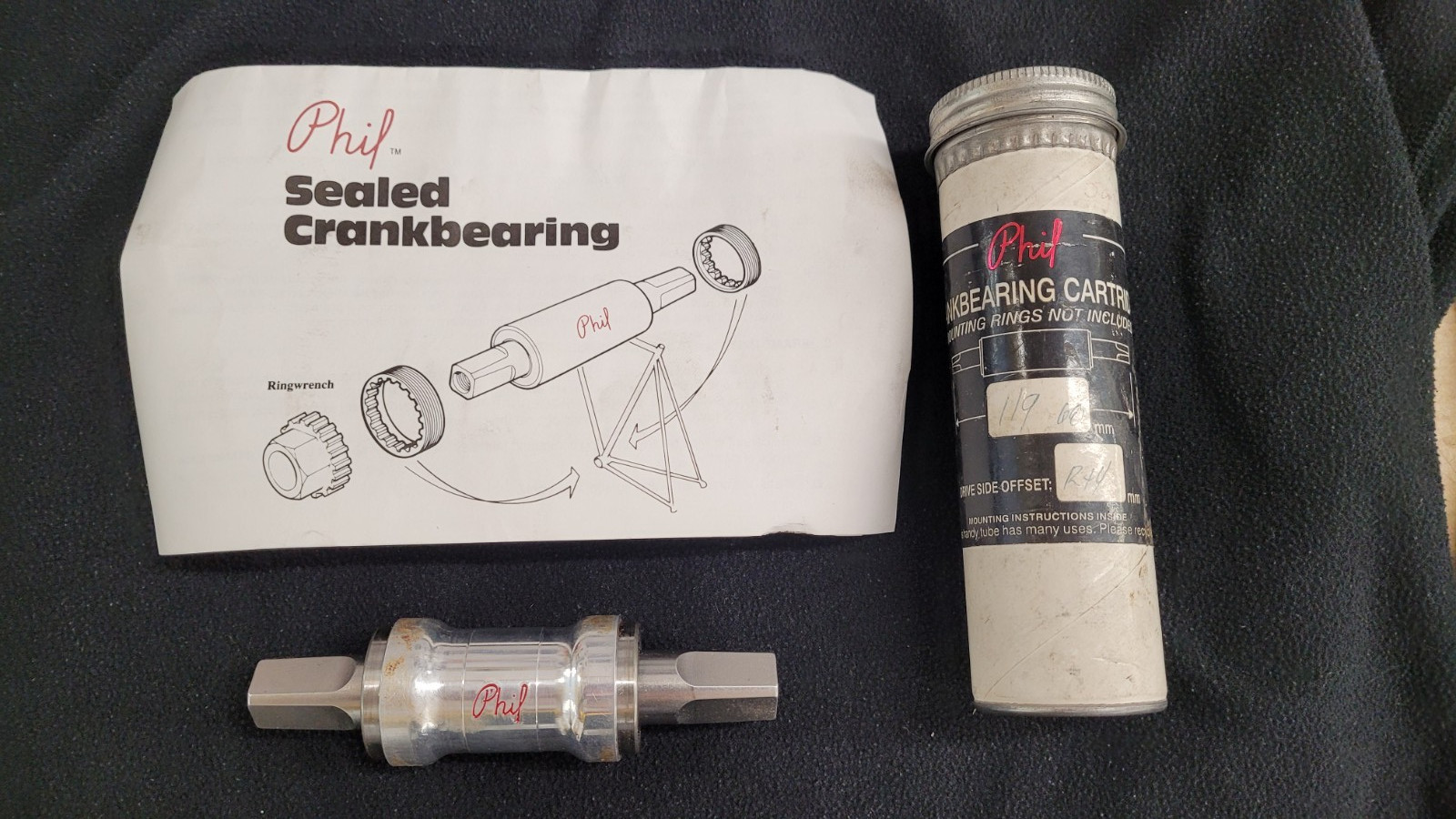 NOS, Phil Crankbearing Cartridge Bottom Bracket, 119mm, Square Taper