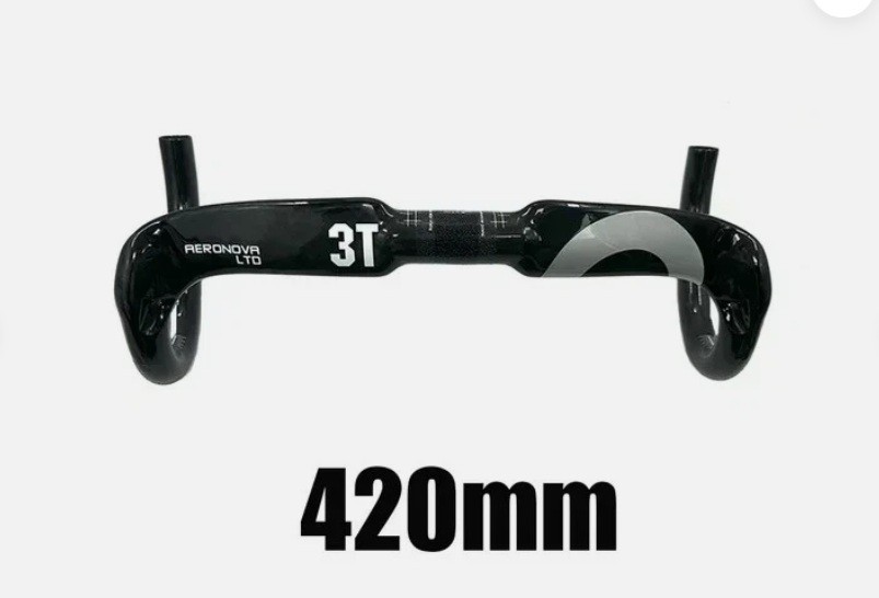 3T Full Carbon Road Bike Handlebar 31.8mm Black/Silver 420 mm