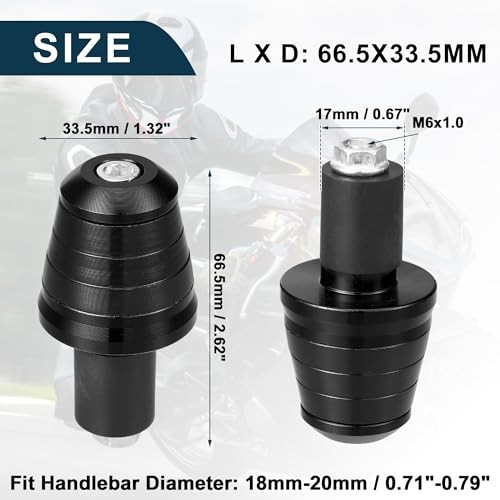 Motorcycle Handlebar End Plug Aluminum Alloy 18mm-20mm 0.71″-0.79″ 33.5mm OD