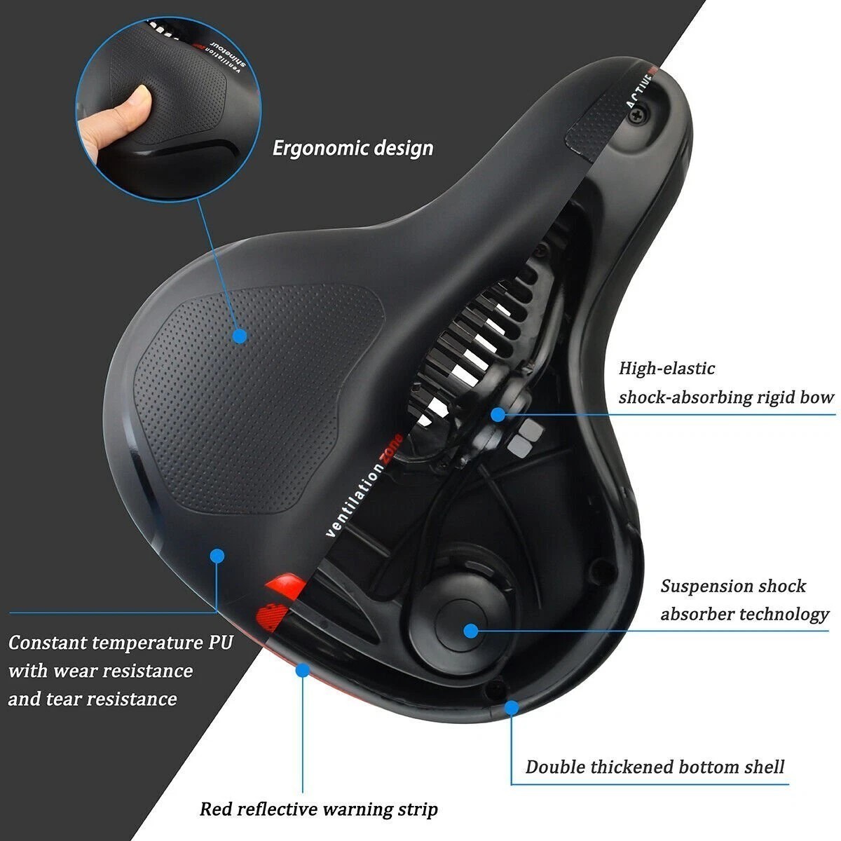 Extra Wide Big Bum Bike Bicycle Saddle Seat Gel Cushion Sporty Soft Comfort Pad
