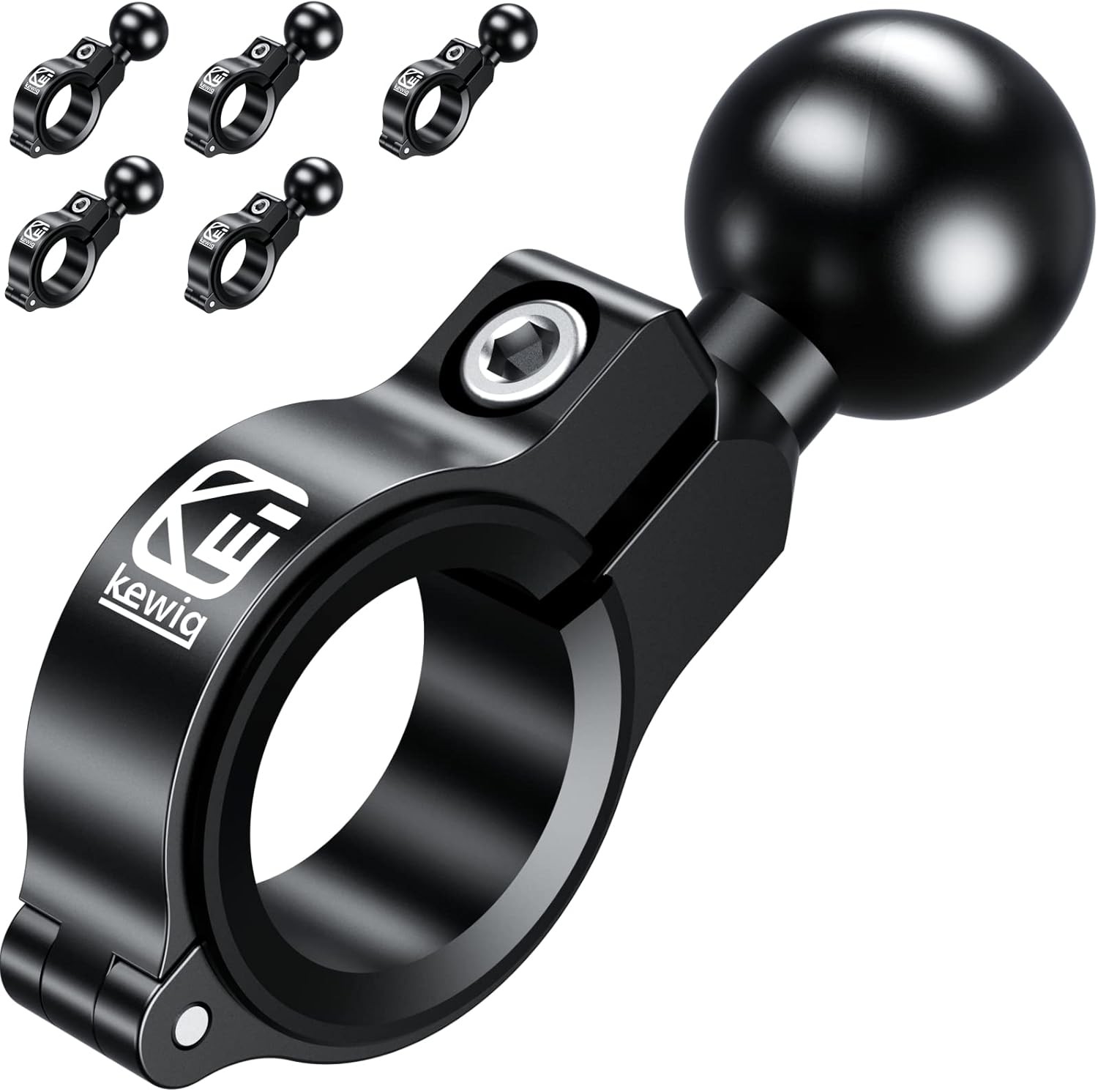 Aluminum Alloy Handlebar Mount Base w/1» TPU Ball for Round Rail Diameter 0.5»