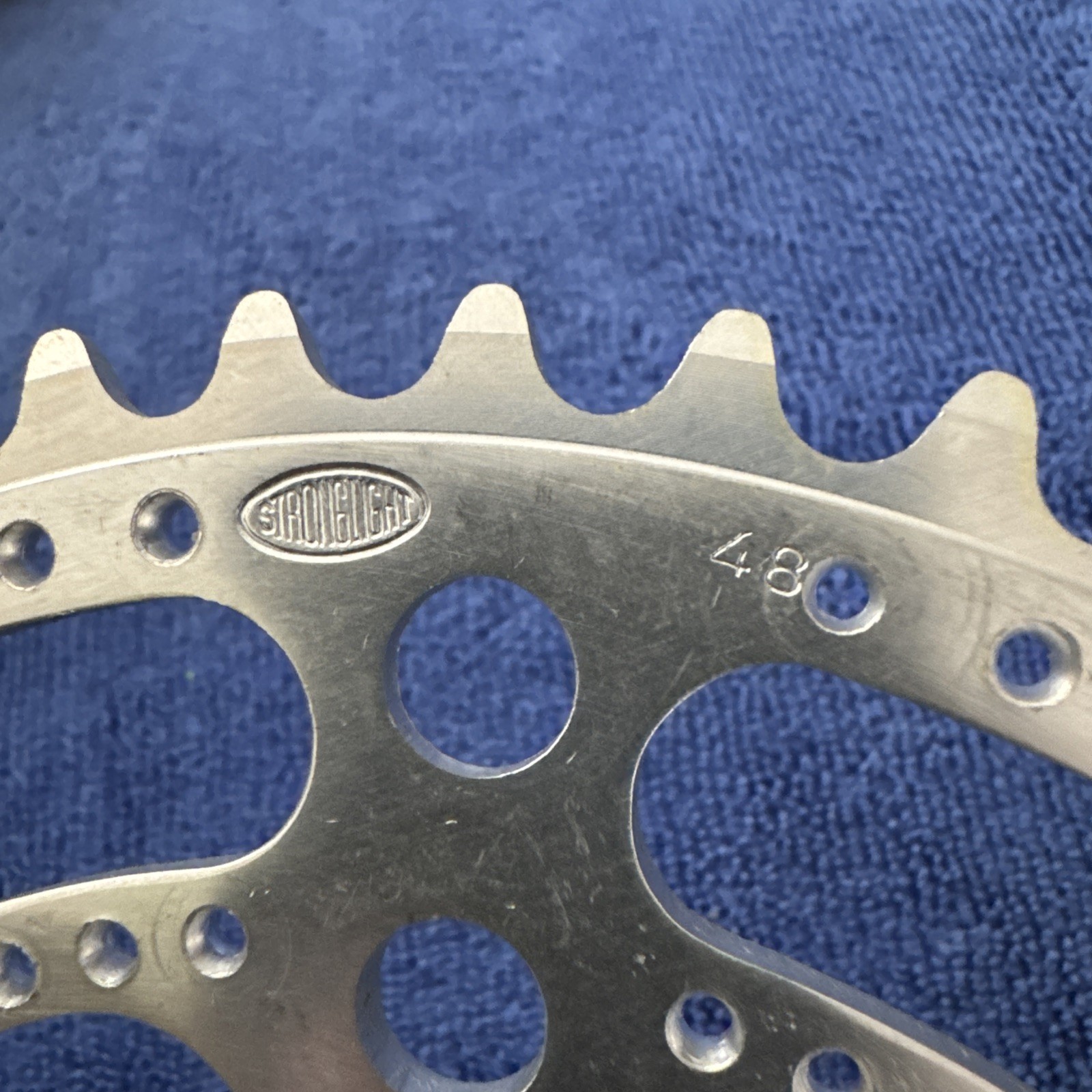 VNTG STRONGLIGHT 99 BIS DRILLIUM ALLOY CHAINRING 86 BCD X 48T SIL NEW TAKEOFFS.