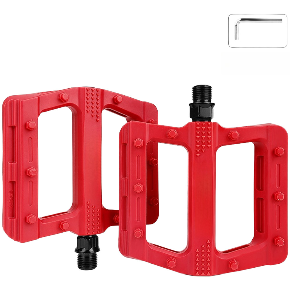 11cm x 10.5cm Wide Platform Bike Pedals Nylon 14mm Thread Non Slip Design