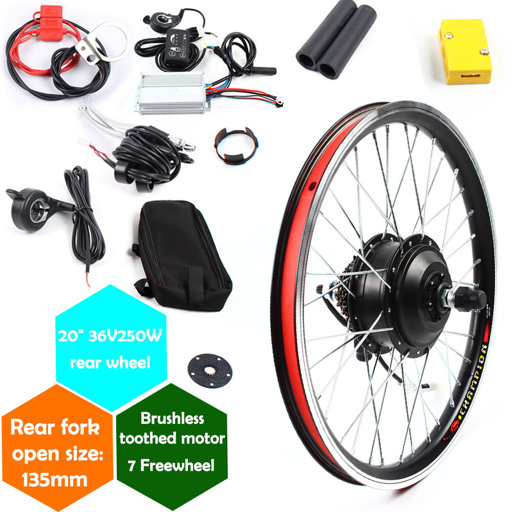 20″ Rear Wheel Electric Bicycle Motor Kit E-Bike Cycling Hub Conversion 36V 250W
