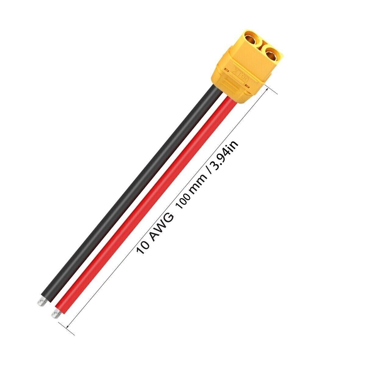 10 AWG XT90 FEMALE Connector Terminal Extension Ebike Li-Ion Battery Cable Wire