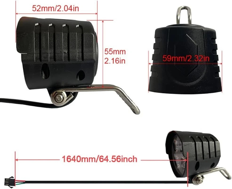 Ebike Light Set 36V 48V 52V 60V Lithium Conversion Kit Headlight Tail Horn