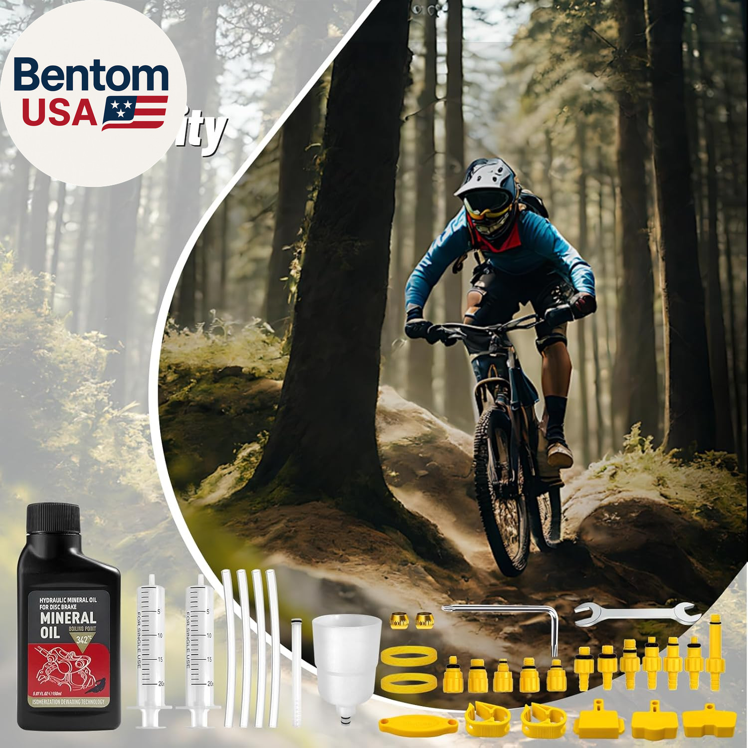 Brake Bleed Kit, Bicycle Hydraulic Brake Bleed Kit Including 150ML Mineral Oil f