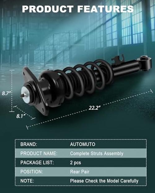 Rear Pair Complete Struts Spring Assembly Shock Absorber Compatible with 2002