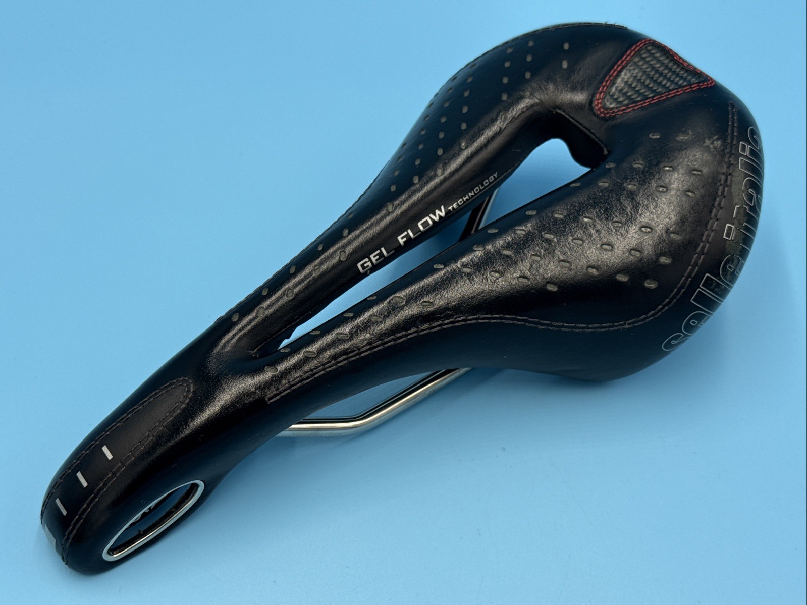Selle Italia Max Flite Gel Flow Perforated Black Leather Saddle Vanox Rails L3