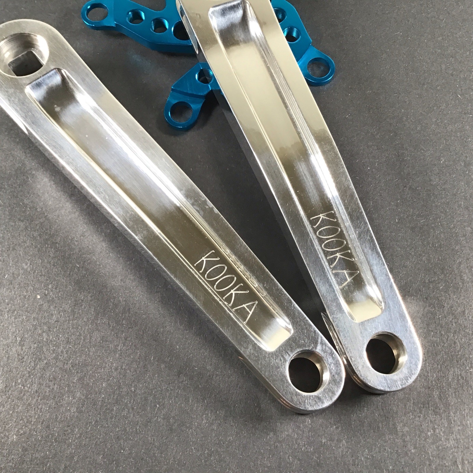 Kooka Crank Arm Set Silver/Blue 170mm 74/110 NOS Vintage MTB Grafton Yeti Klein