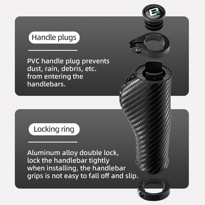 ROCKBROS Bicycle Carbon Pattern Handle Leather Standard Ergonomic Soft Durable