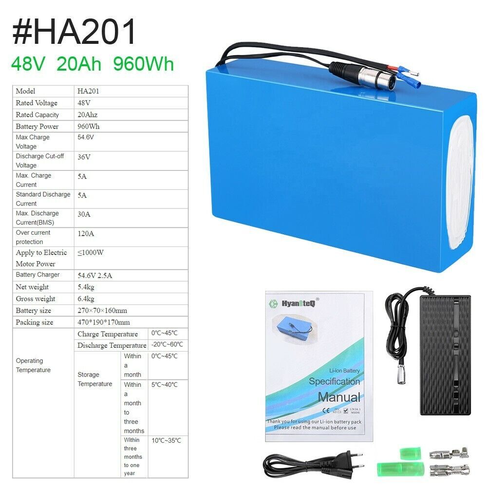 36V 48V 10Ah 15Ah 20Ah E bike Lithium Battery Pack for Electric Scooter Bicycles