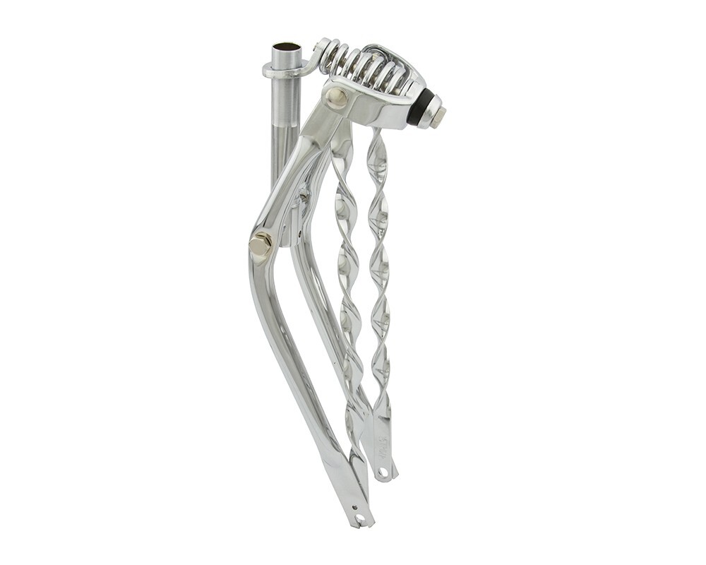 20″ F&R VINTAGE LOWRIDER Straight Spring Fork 1″ w/Flat Twisted Bars Chrome