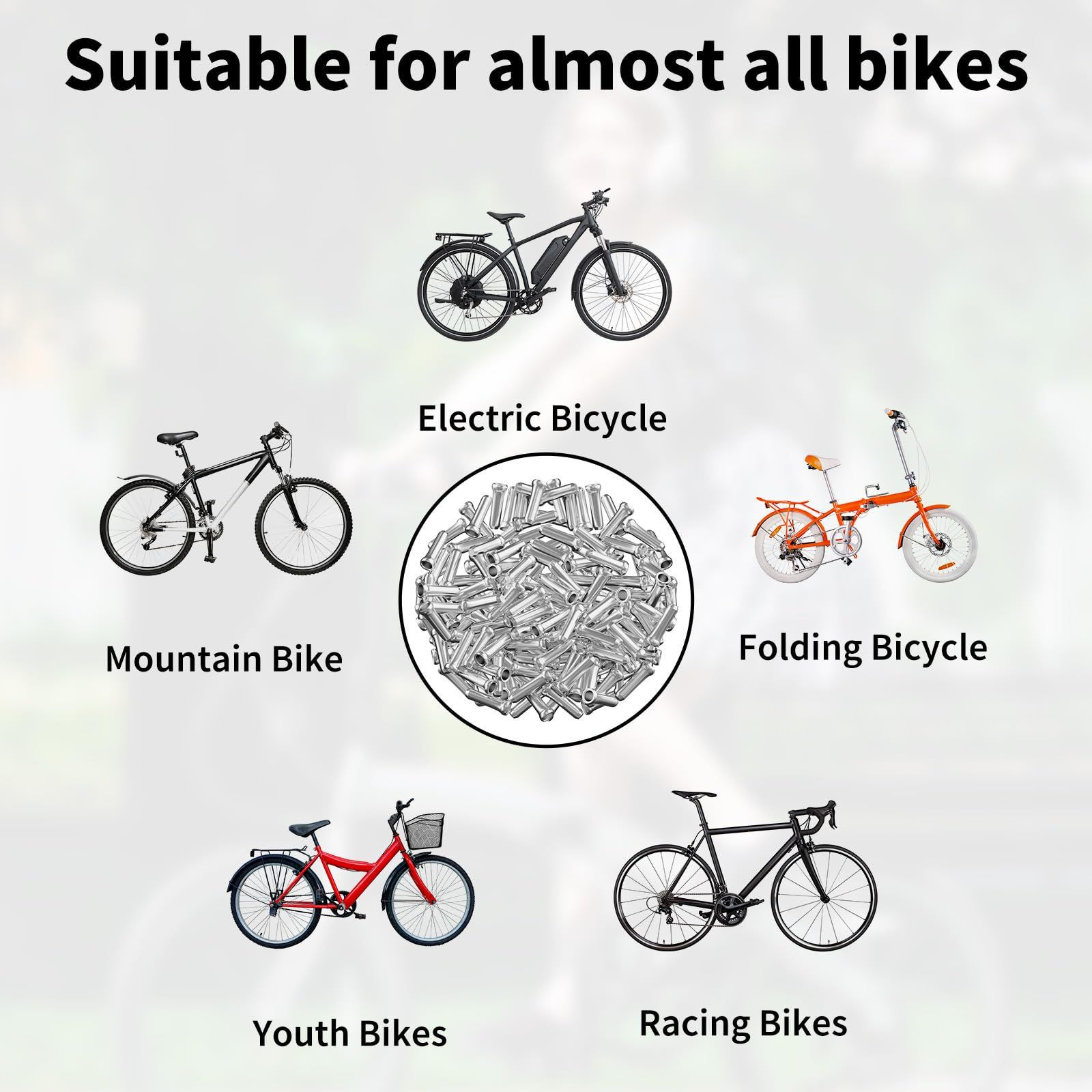 150 PCS Bike Cable End Caps – Aluminum Alloy Brake & Derailleur Long, Silver