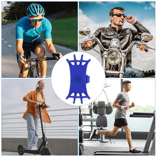 Bike Phone Mount, 360° Rotation Silicone Motorcycle Phone Holder for 3″- Blue