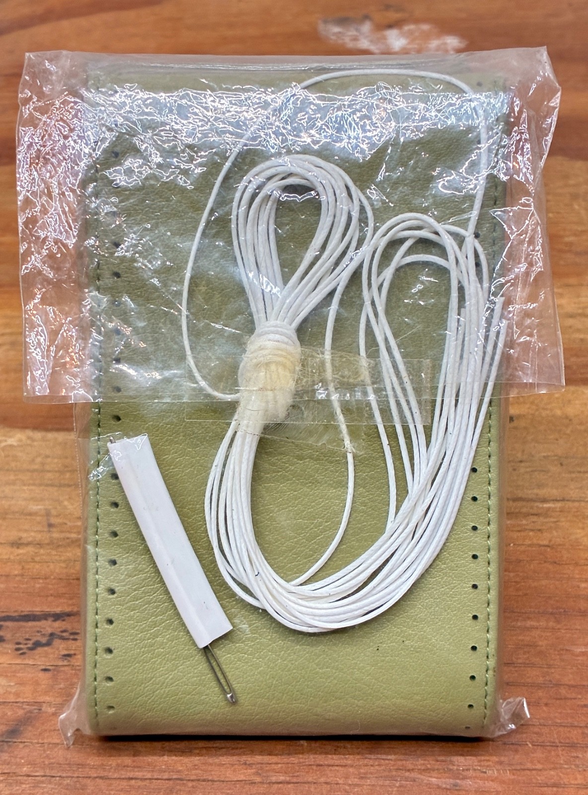NOS Olive Green Fuji Toshi Leather Stich-Up Handlebar Wrap Kit with Cord • Japan