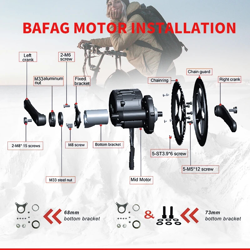 Bafang BBS02B 48V 500W 68mm Mid Drive Motor DIY Ebike Conversion Kit W/ Battery