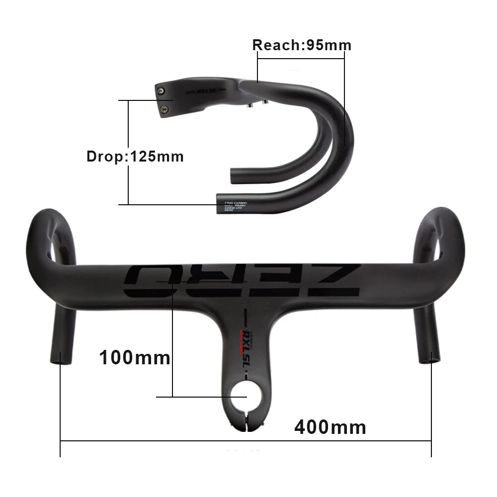 400/420/440mm Carbon Road Racing Bike Integrated Handlebar 1-1/8″ Drop Bar