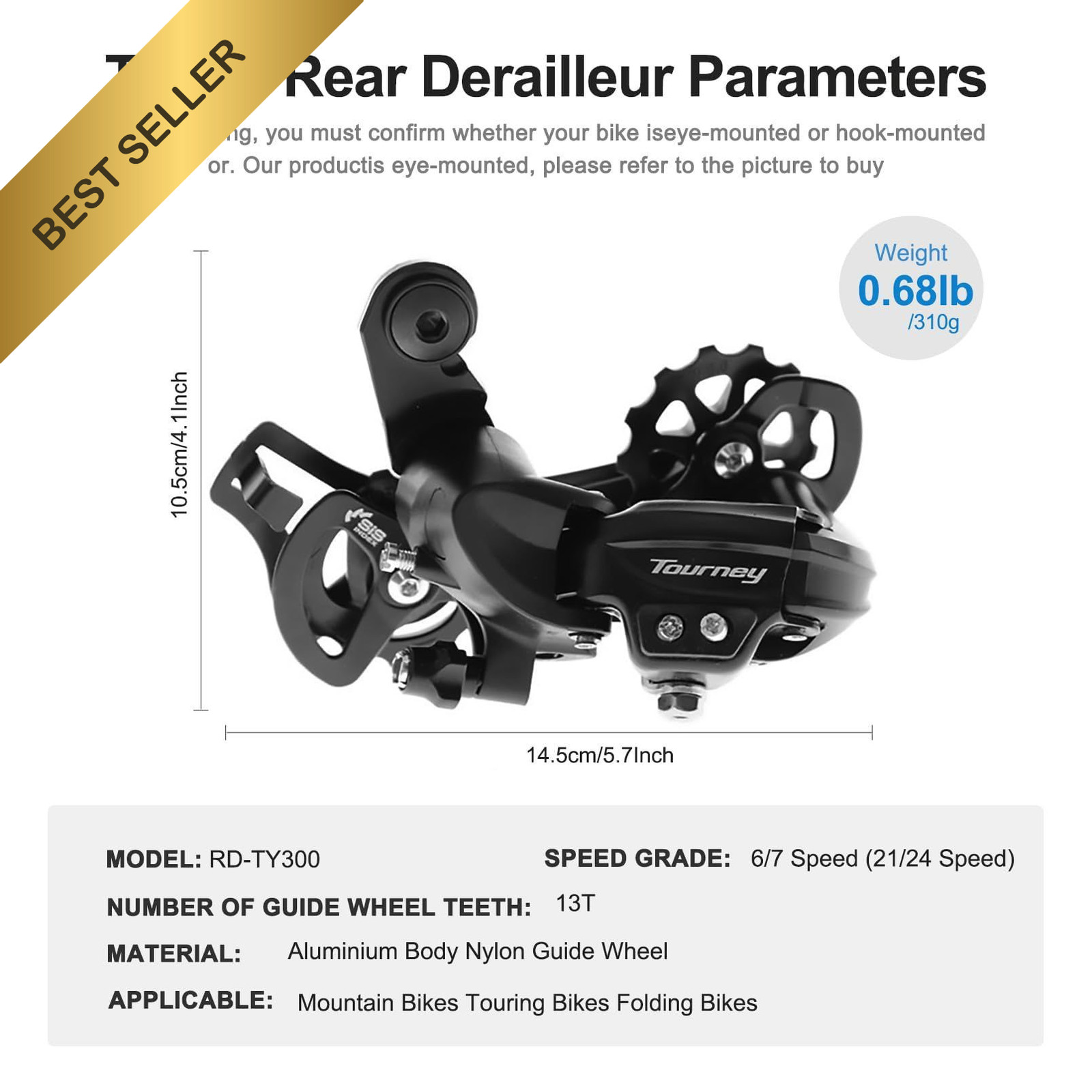 Tourney RD-TY300 6/7 Speed Rear Derailleur Direct Mount Mountain Road Bike