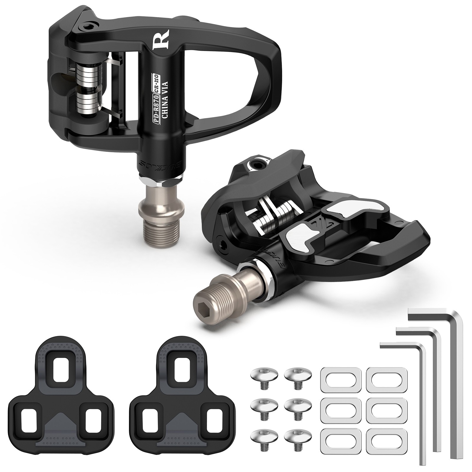 Road Bike Pedal For SPD-SL/KEO System Self-Locking Pedal With Cleats Nylon CR-Mo