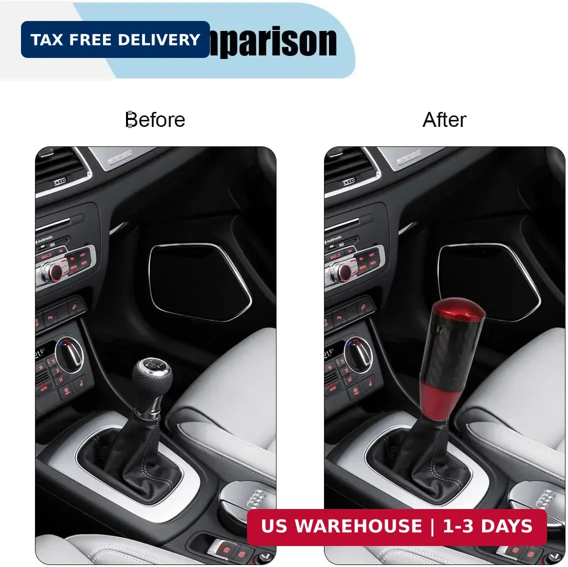 LAINLOY Carbon Fiber Car Shifter Knob, Buttonless Automatic Manual Gear Shift Kn