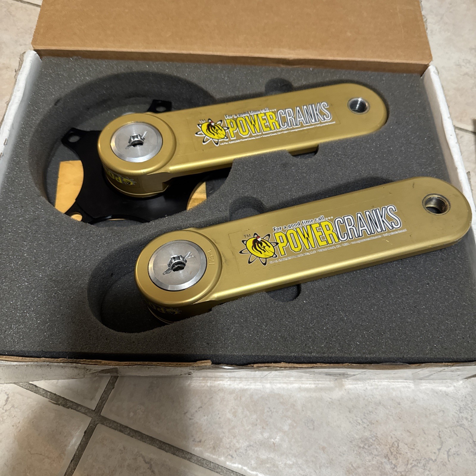 Power Cranks 175.mm Training Crankset w/ Bottom Bracket Gold