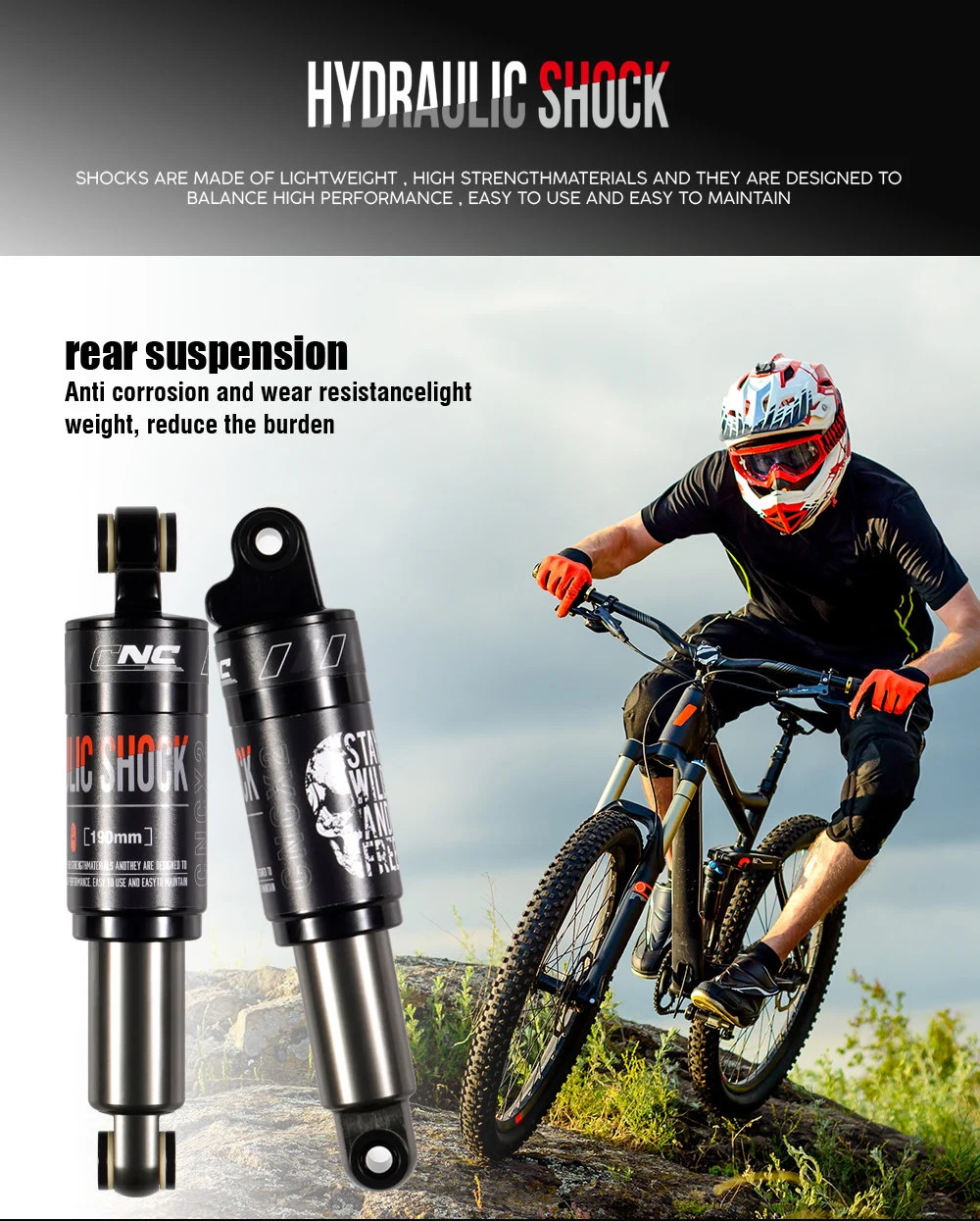 120/125/150/165/190/200mm Mountain Cycling Hydraulic Frame Air Shock Absorbers