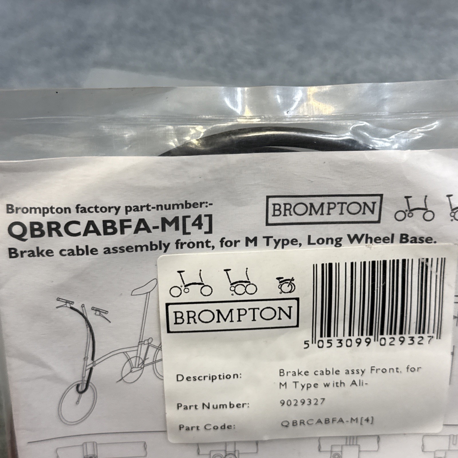 Brompton Front Brake Cable For Long Wheel Base with M Bar