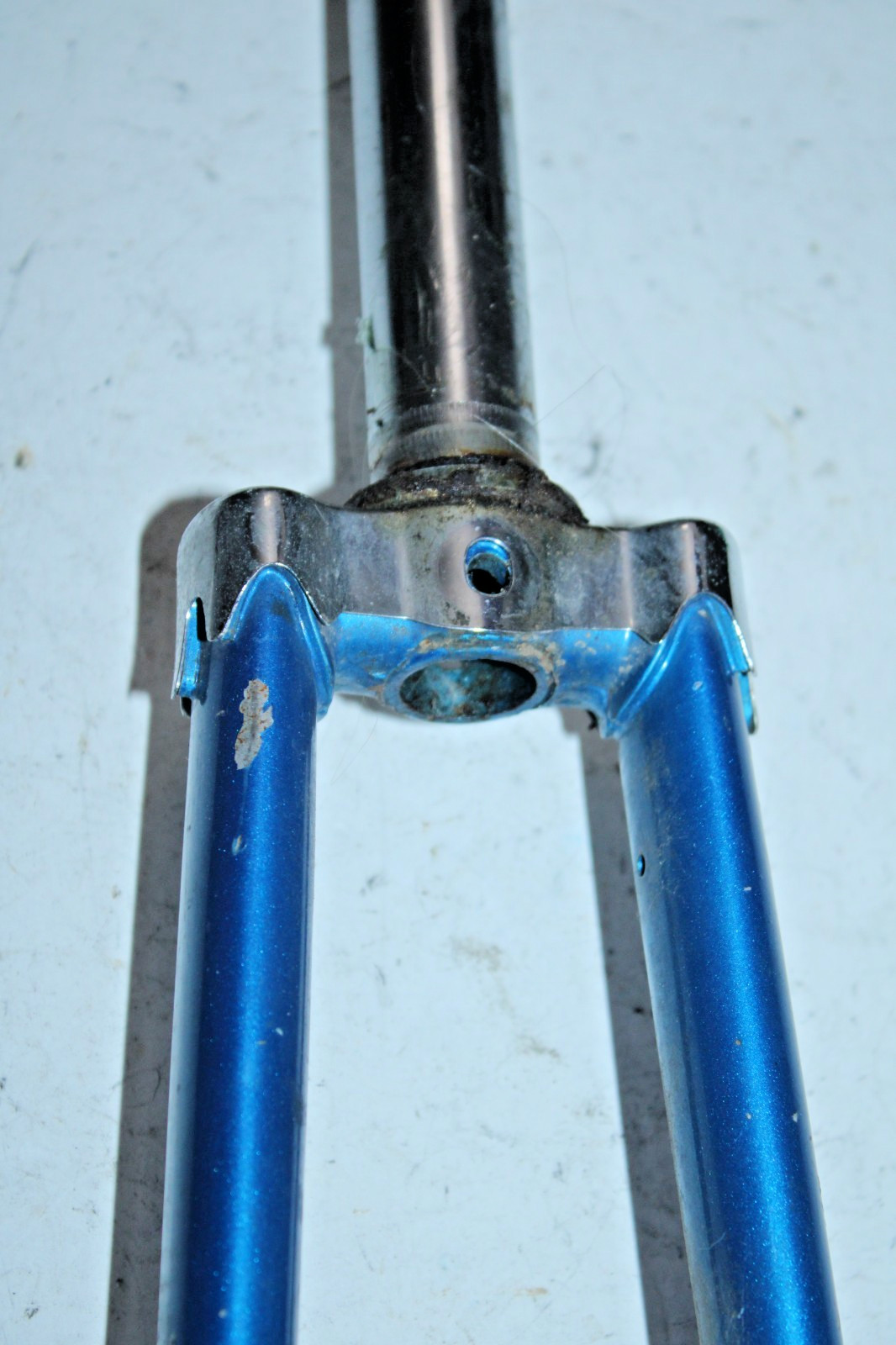 Vintage Rigid Touring Road Bike Fork 700c 1″ Threaded 175mm Blue Steel Commuter~