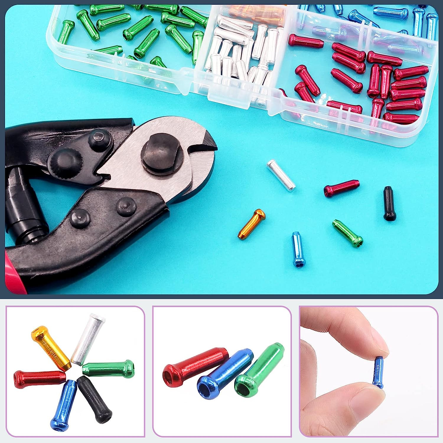 Stainless Steel Bike Cable Cutter and Brake/Shift Cable Kit with Crimp Termin…