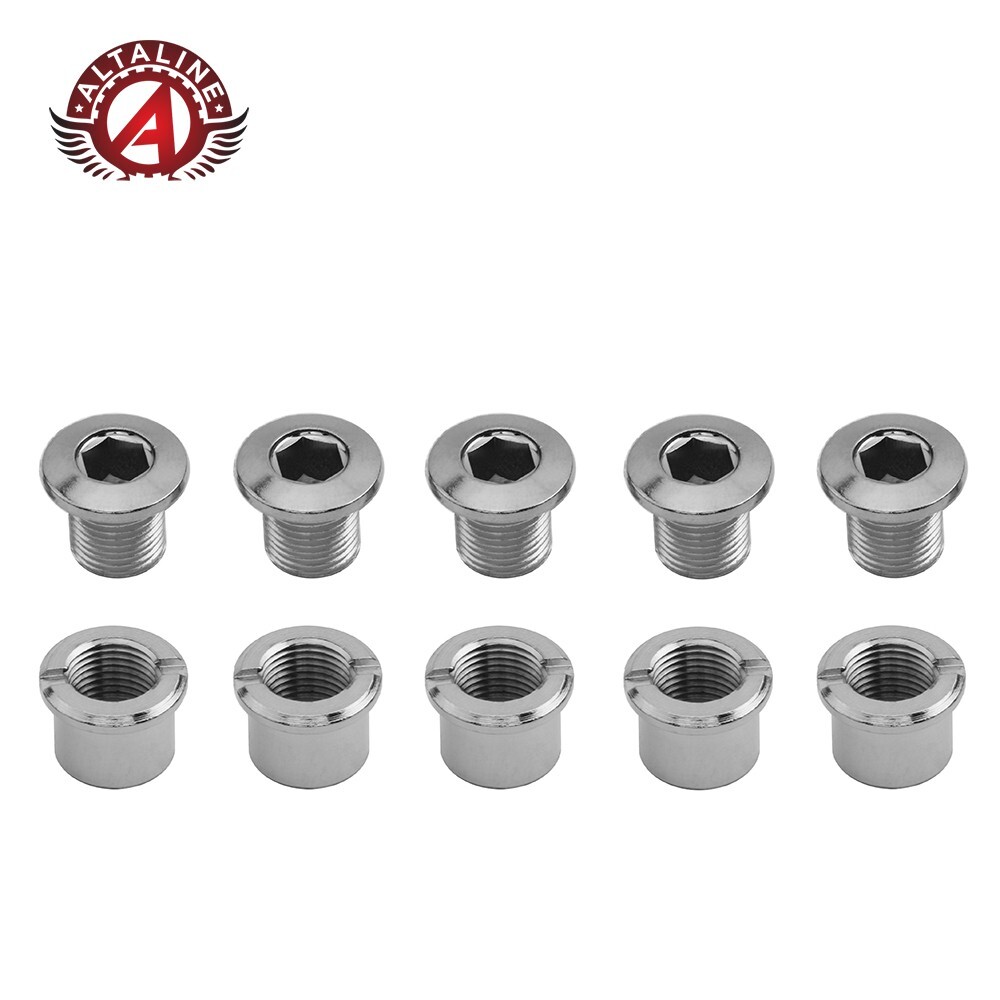 5 (FIVE) ALTALINE BICYCLE CHAINWHEEL CHROME DOUBLE BOLTS.