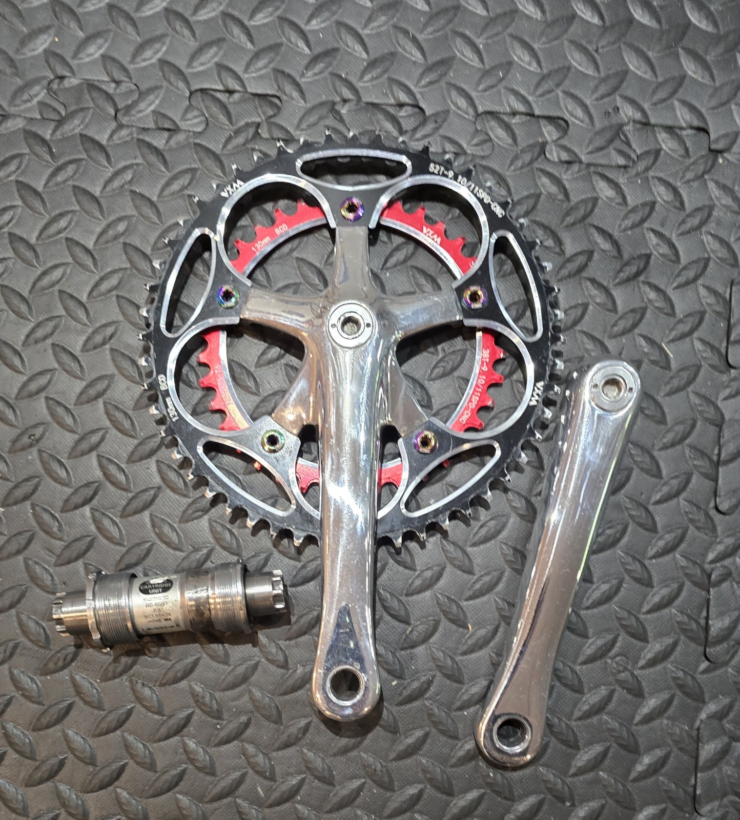 Shimano Dura Ace Crankset 7700 172.5 52/38 Double 130 BCD w/ BB-7700 Extra Rings